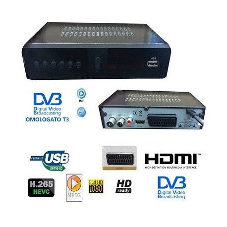 DECODER  DIGITALE TERRESTRE DVB-T3 H.265 full hd