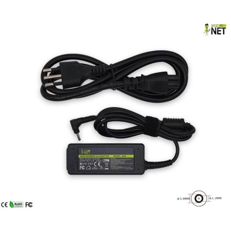 Alimentatore 40W per Samsung – 19 V / 2.1 A – 3.0 x 1.1 mm