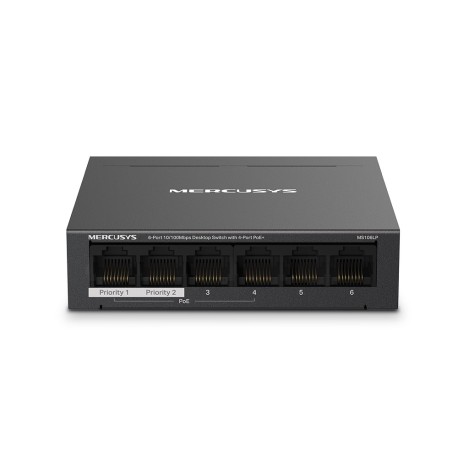 PoE+ Switch Desktop 6 Porte 10/100Mbps con 4 Porte poe