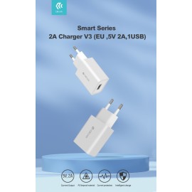 Carica Batterie Devia  2.1 A. 1  USB 10.5W Bianco